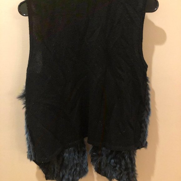 Navy Blue Rabbit Fur Vest - Picture 2 of 3
